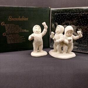 Department 56 Snowbabies "Let's All Chime In" 2 pc Figurine Set Porcelain Bisque